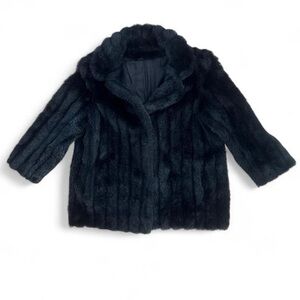 Black Vintage Faux Fur Paneled Coat